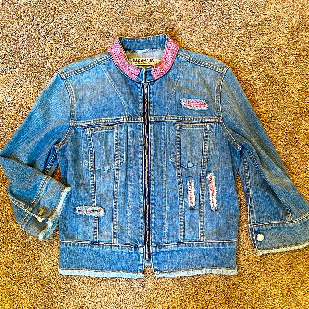 Allen B. by Allen Schwartz Distressed Denim Jacket